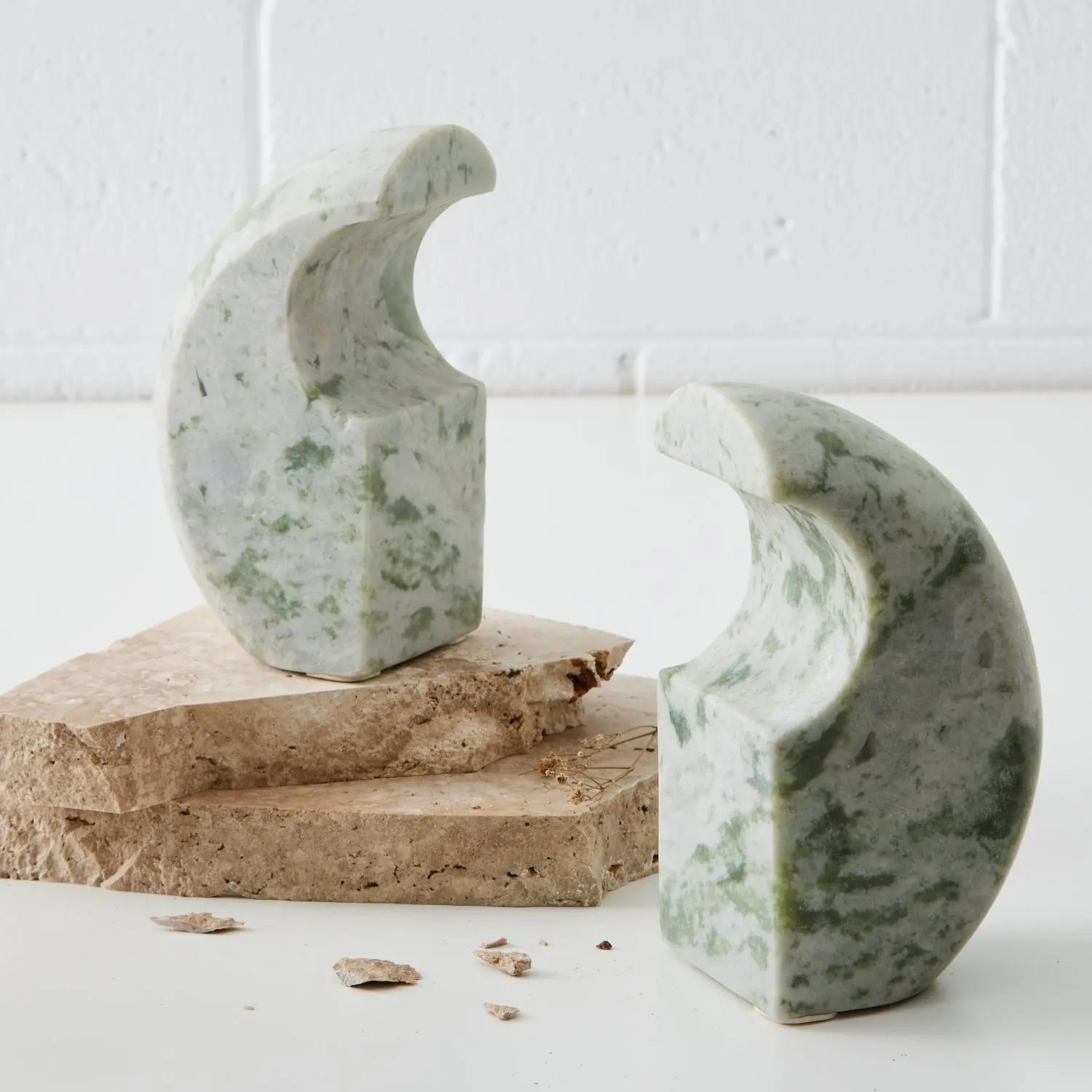 Set of two Marble Bookends Green COAST