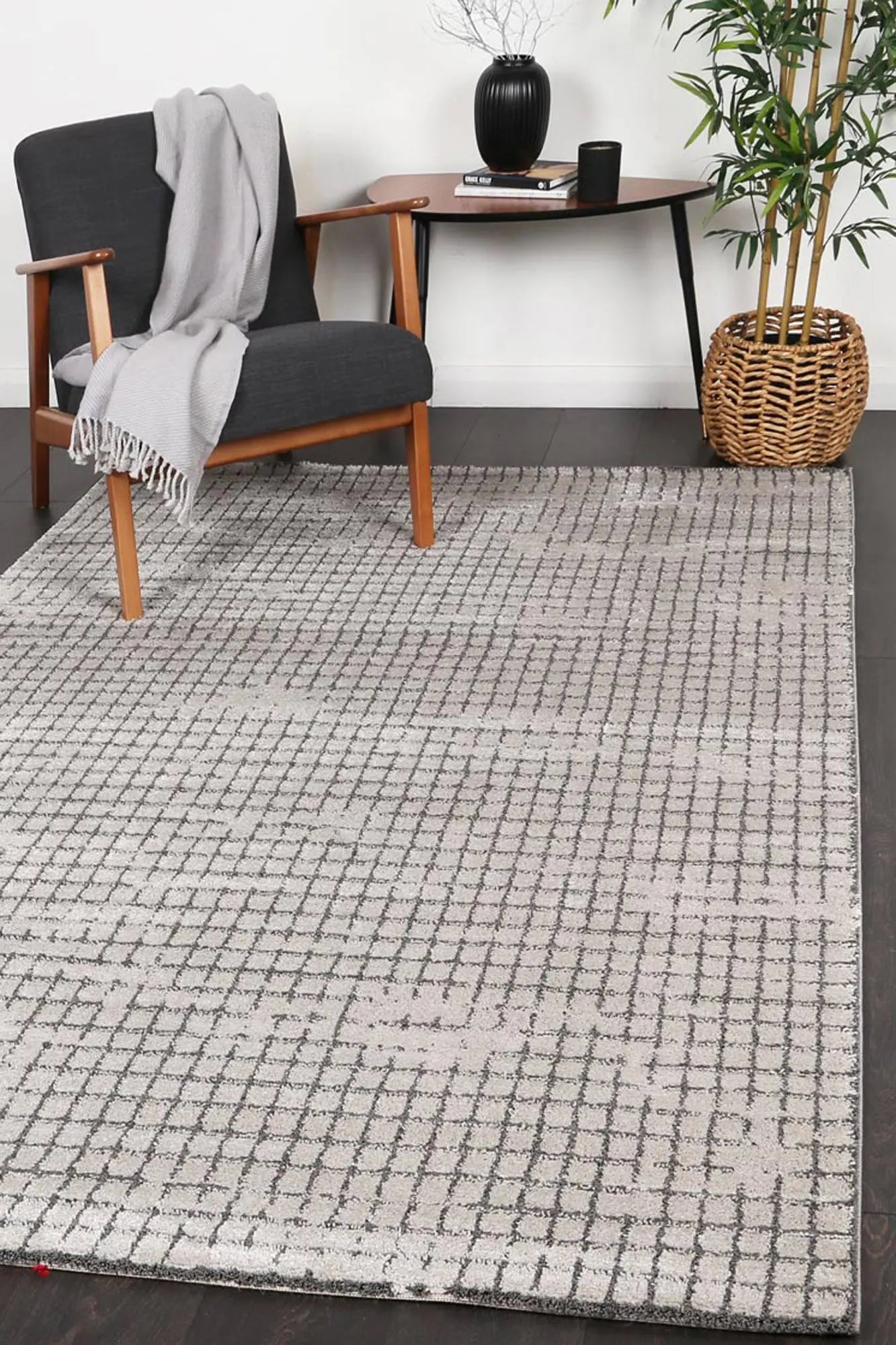 Suave Grey Cubic Rug BRAVEN