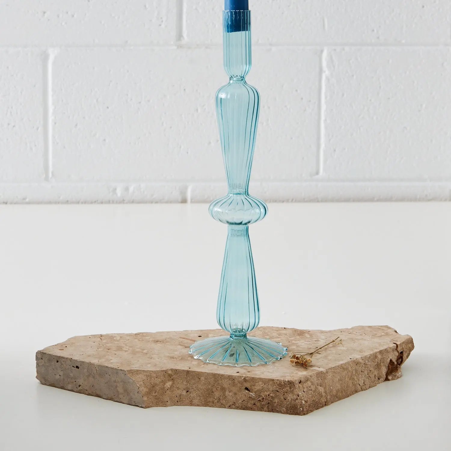 Taper Glass Candle Holder Blue KAILE