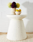 Terrazzo Look Lipped Side Table White KAILE