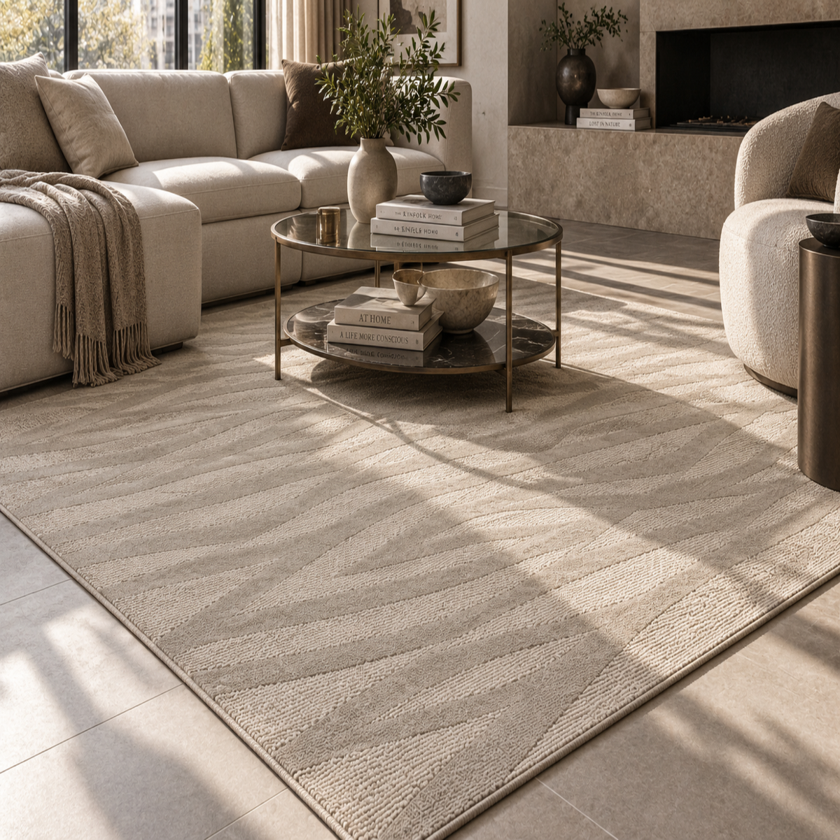 Urban Ecru Wave Beige Rug