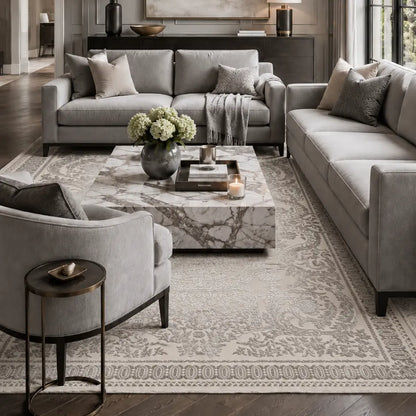 Varna Parterre Cream Grey Rug DecoRug