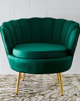 Velvet Scalloped Accent Chair Green KAILE