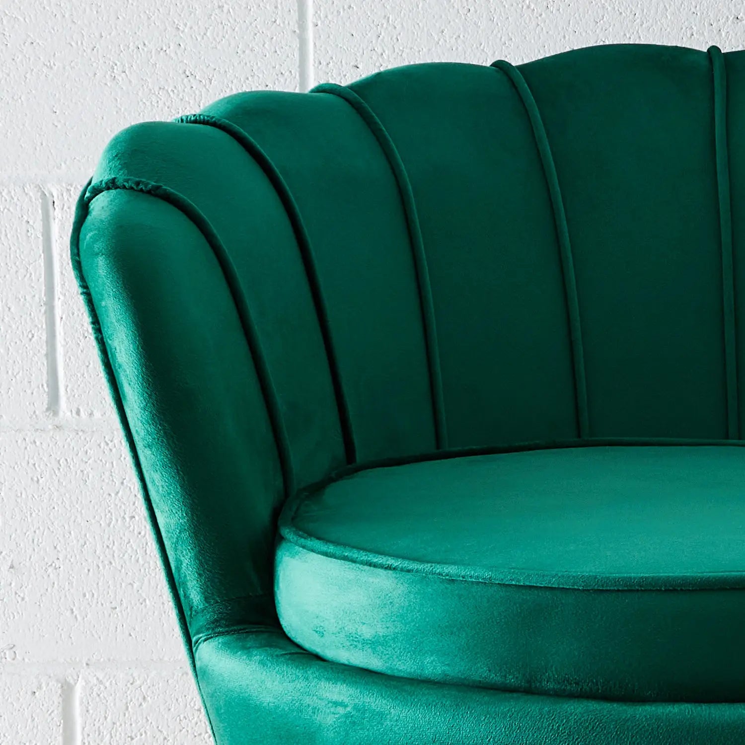 Velvet Scalloped Accent Chair Green KAILE