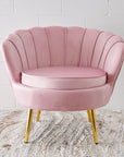 Velvet Scalloped Accent Chair Pink KAILE