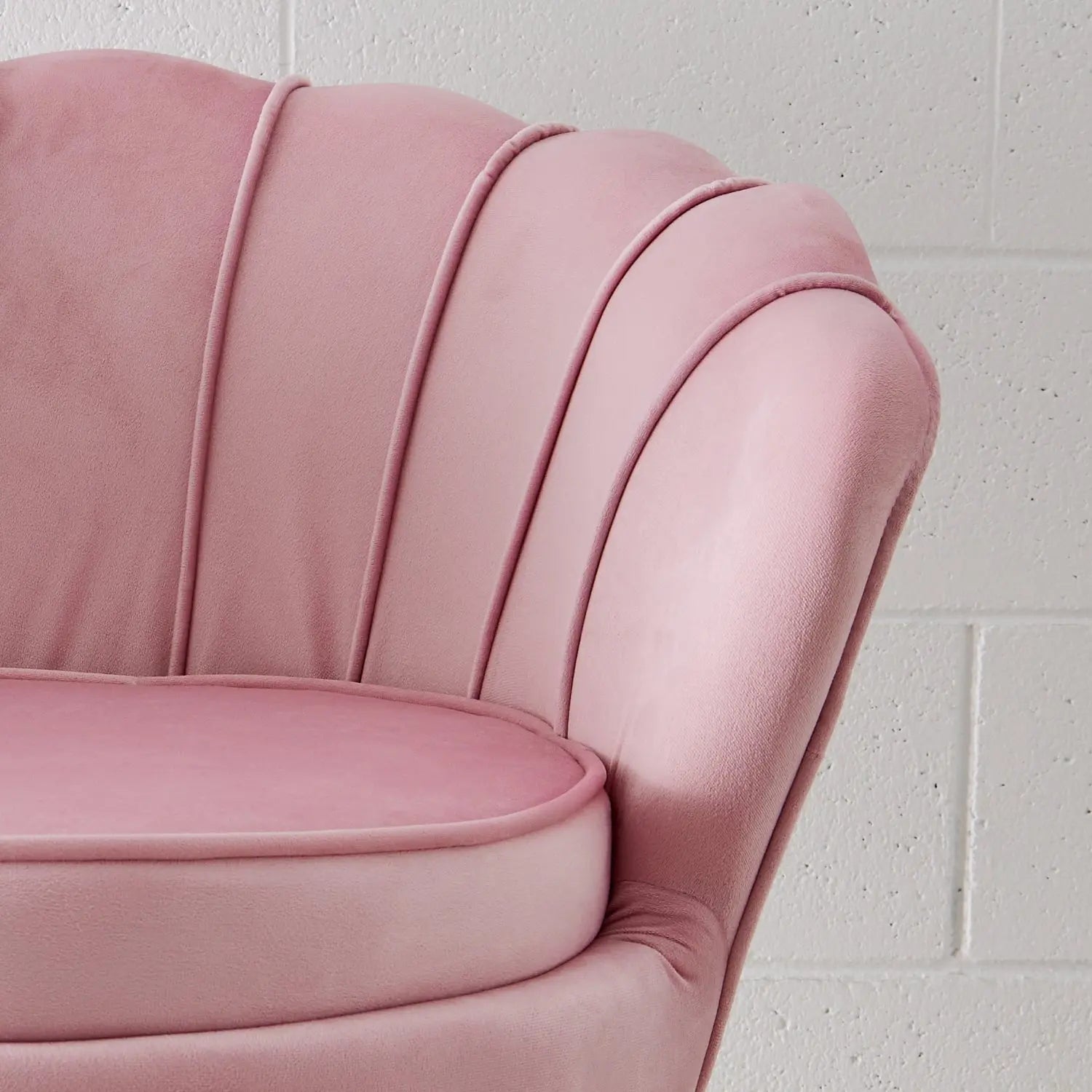 Velvet Scalloped Accent Chair Pink KAILE