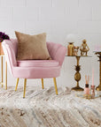 Velvet Scalloped Accent Chair Pink KAILE