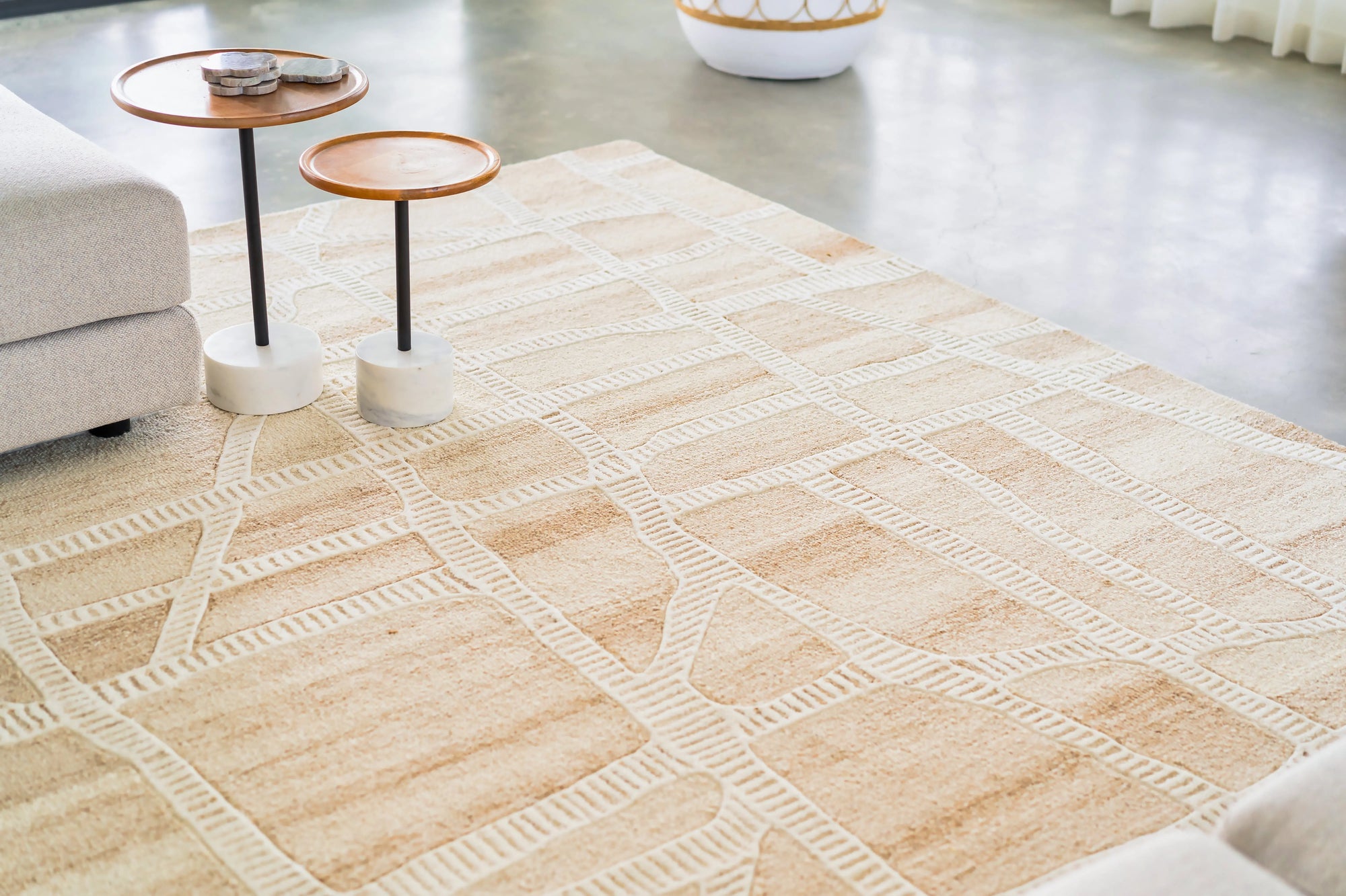 Wattle Ivory Beige Wool Rug THERUG