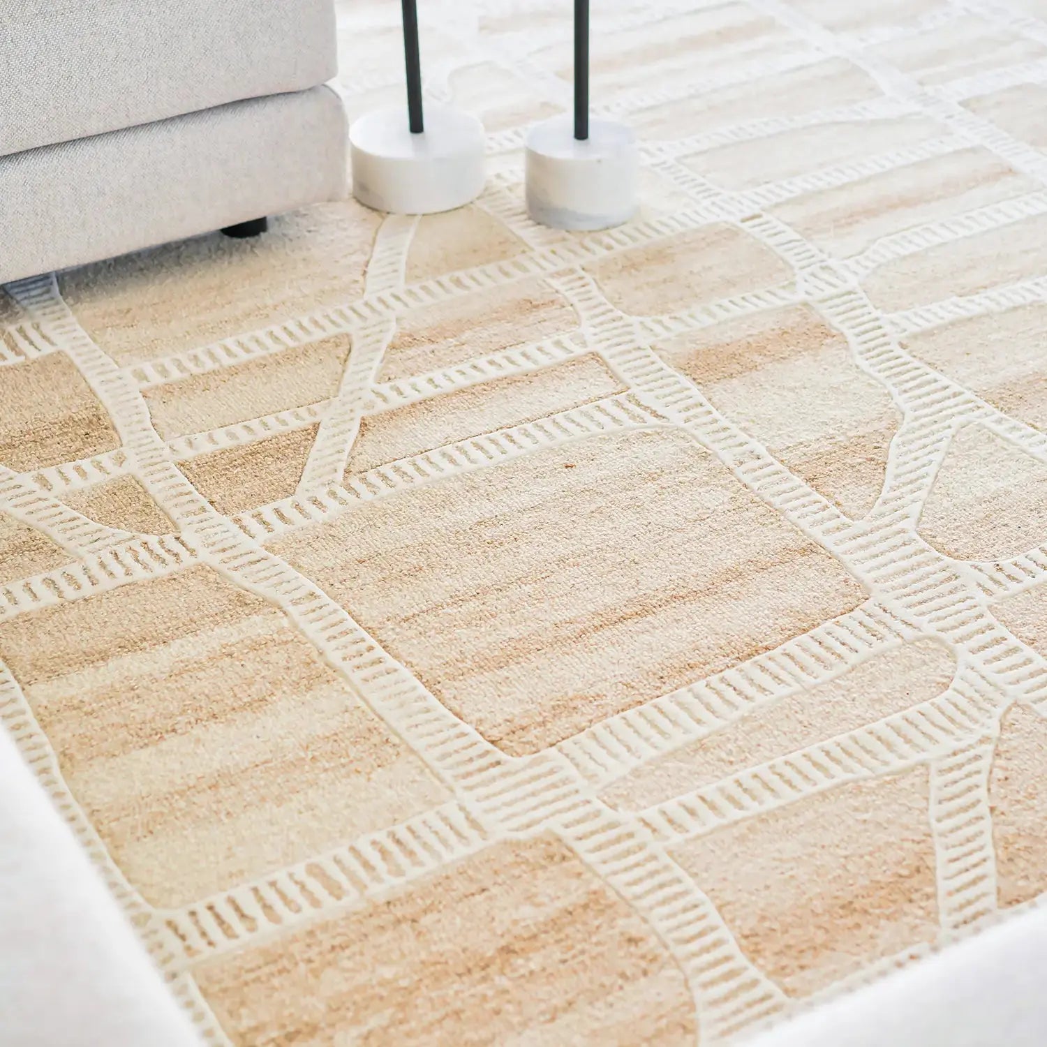 Wattle Ivory Beige Wool Rug THERUG