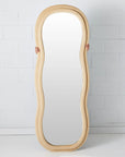 Wavy Full Length Velvet Floor Mirror Beige KAILE