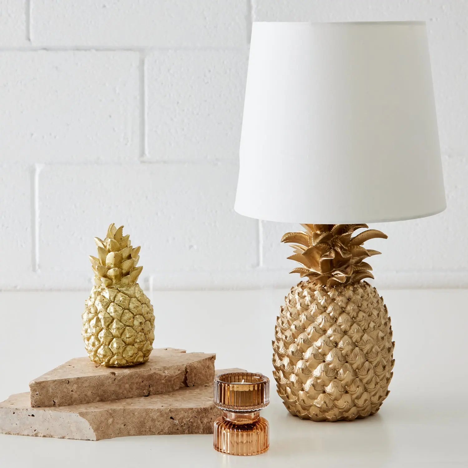 Pineapple Table Lamp 24x50cm Gold/White COAST
