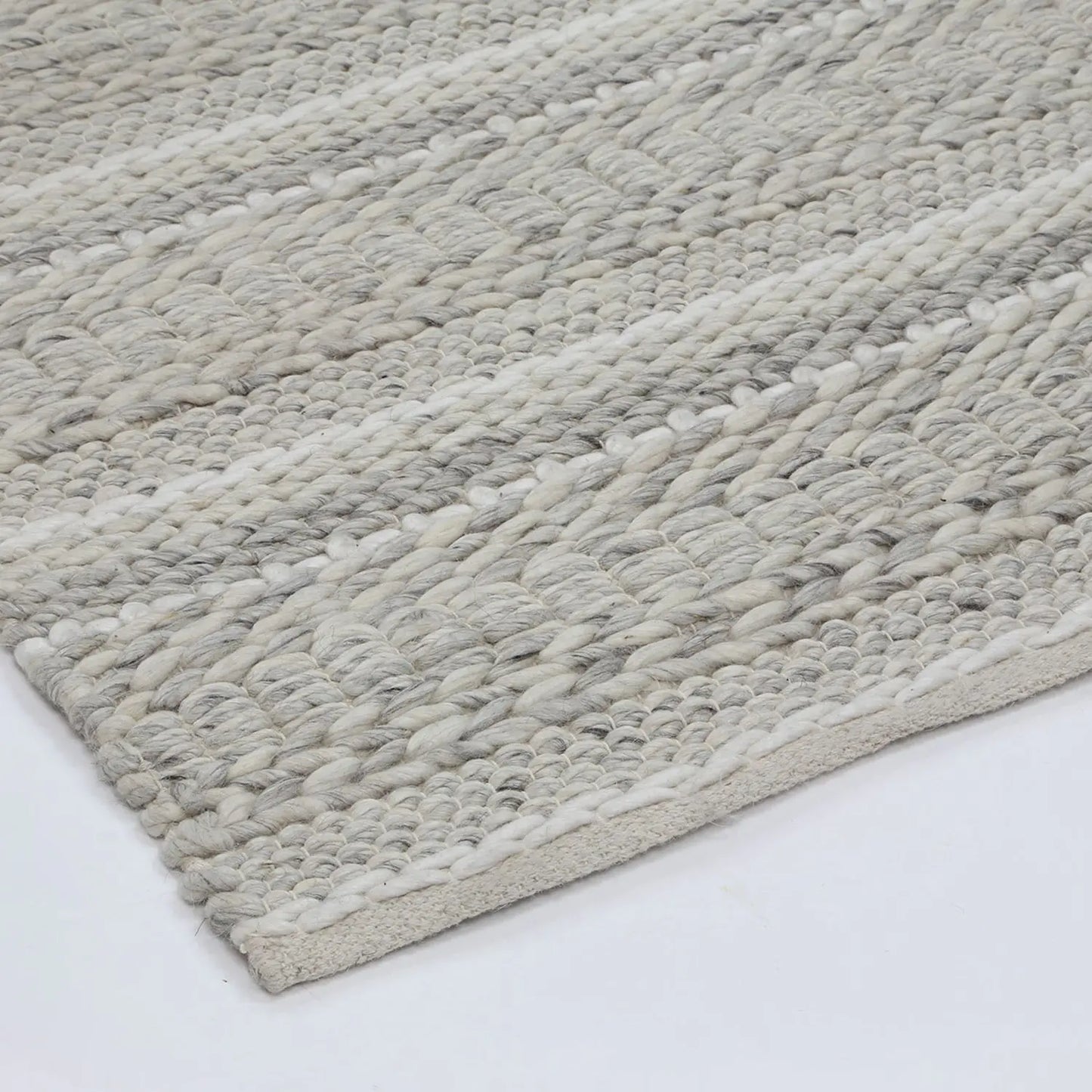 Anatori Silver Natural Wool & Textured Rug decorugonline