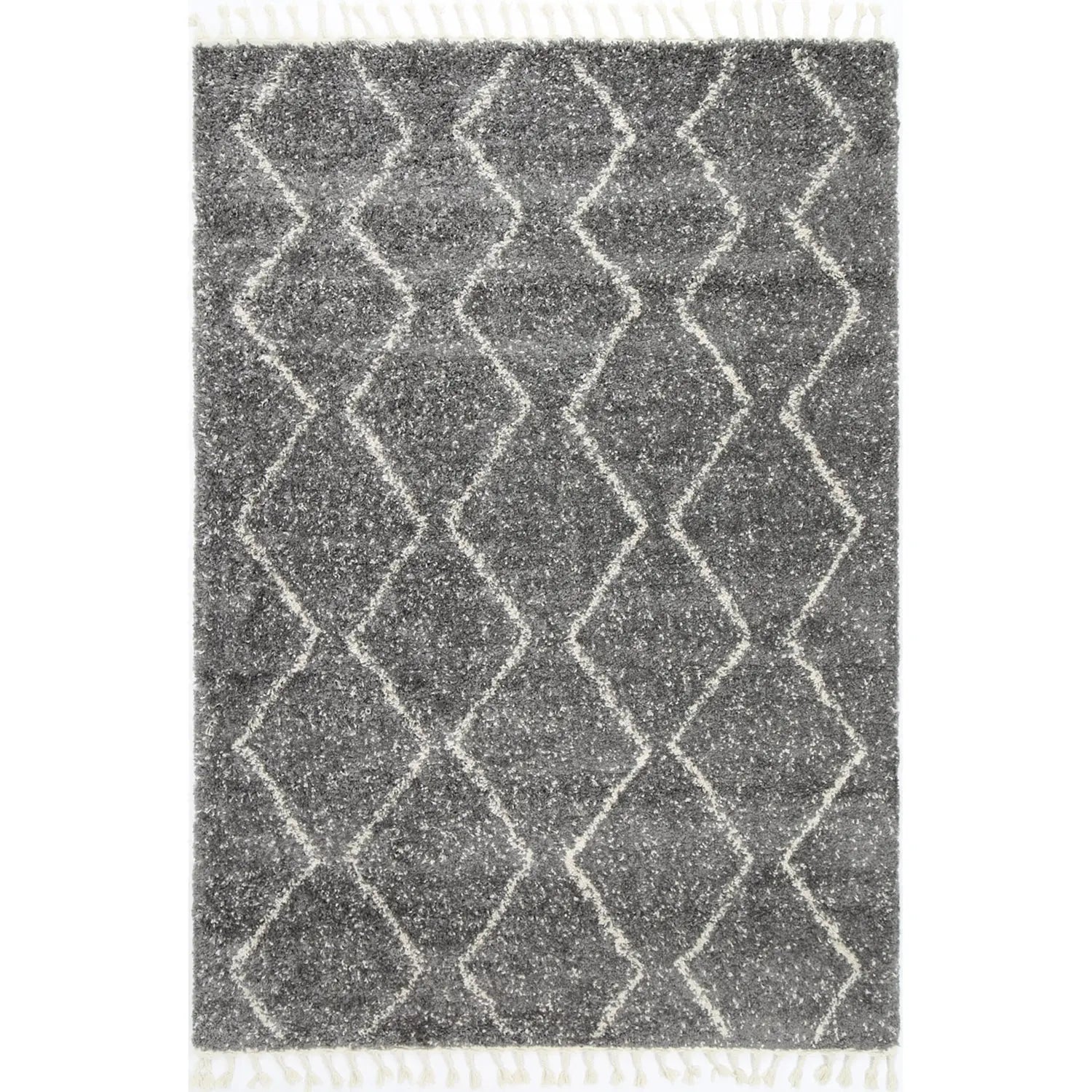 Argana Grey Patterned Shag Rug decorugonline