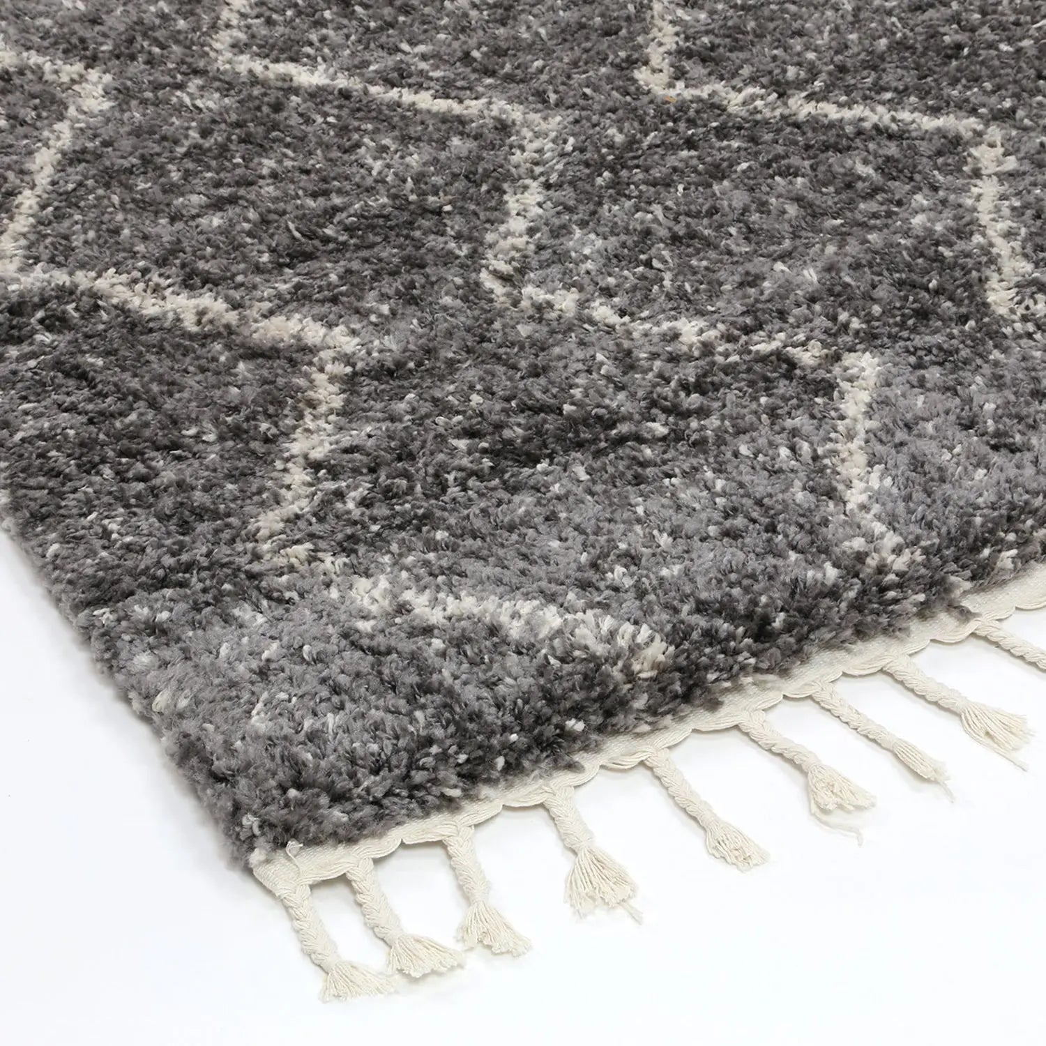 Argana Grey Patterned Shag Rug decorugonline