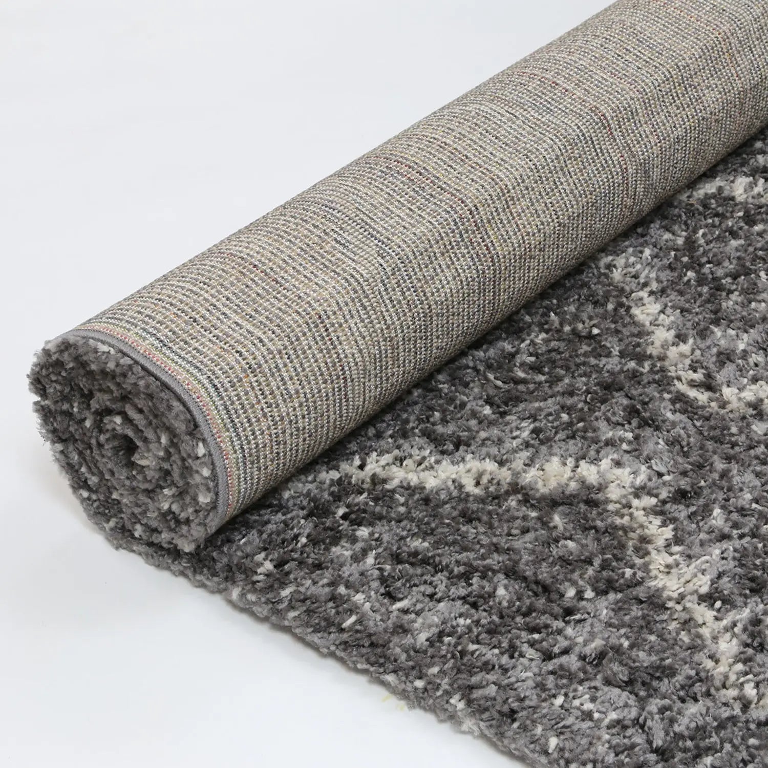 Argana Grey Patterned Shag Rug decorugonline