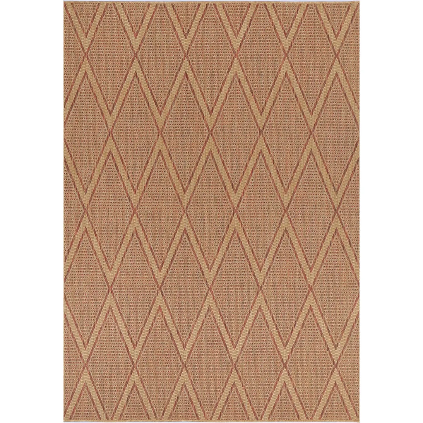 Elements Herringbone Terracotta Diamond Non-Slip Rug DecoRug