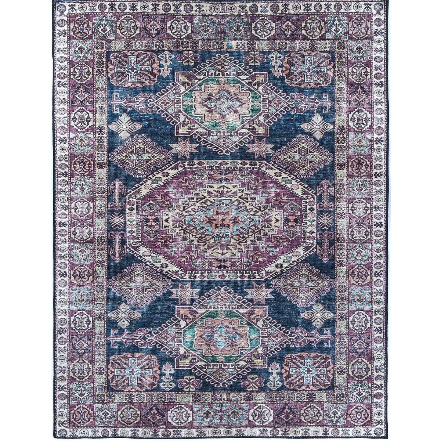 Rajah Navy and Purple Vintage Rug DecoRug