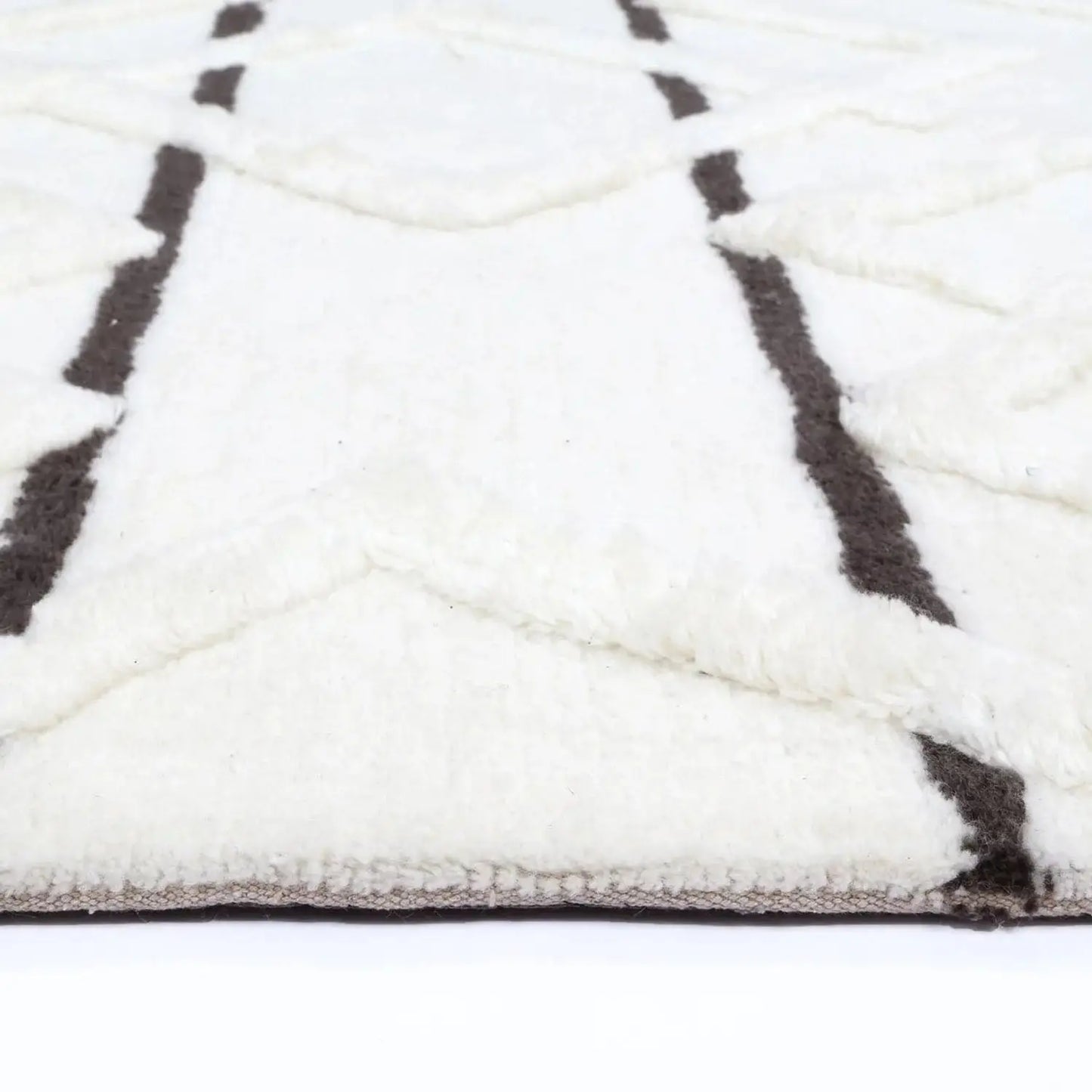 Sonet Black Wool Plush Tribal Patterned Rug DecoRug